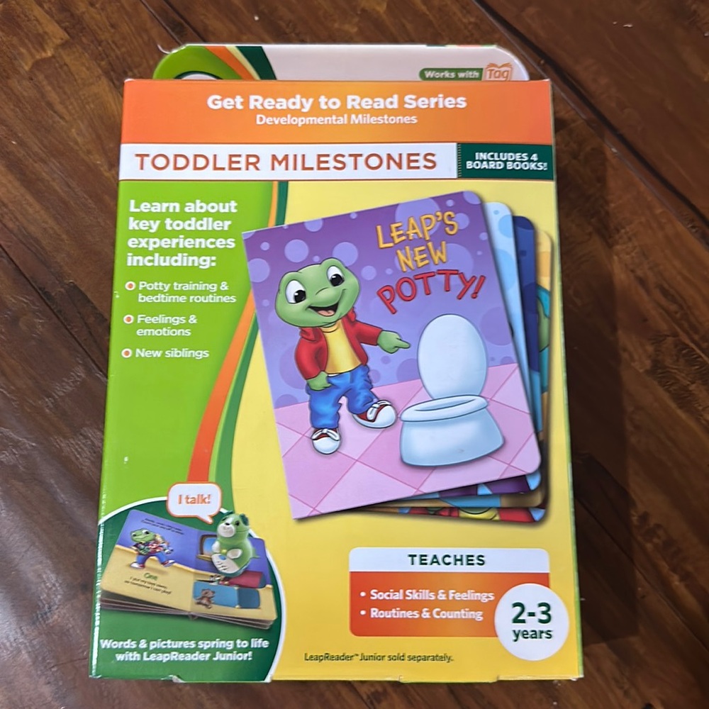 NIB LeapFrog LeapReader Junior Toddler Milestones 4 Book Set Tag Jr
